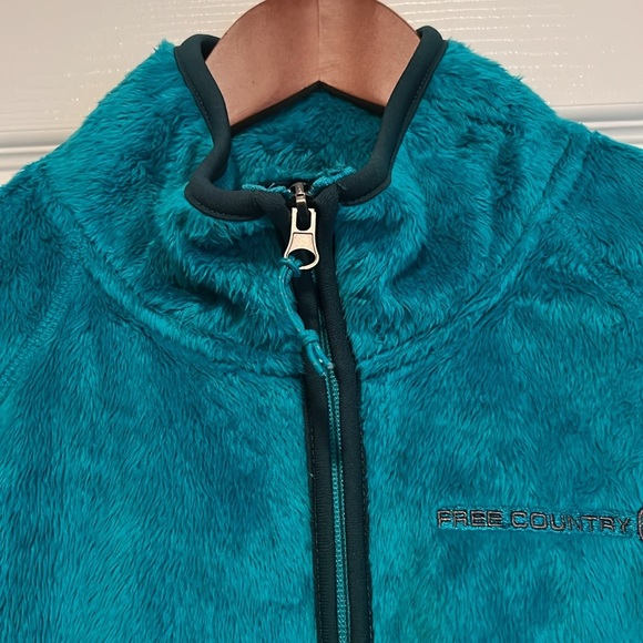 Fuzzy Free Country Full Zip Jacket Teal Blue Size Large - Picture 3 of 5